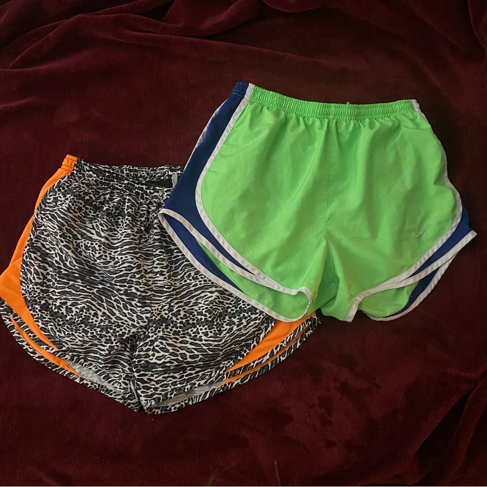 Nike DriFit Lime Green/ Navy Shorts & Black and White Leopard print with Orange
